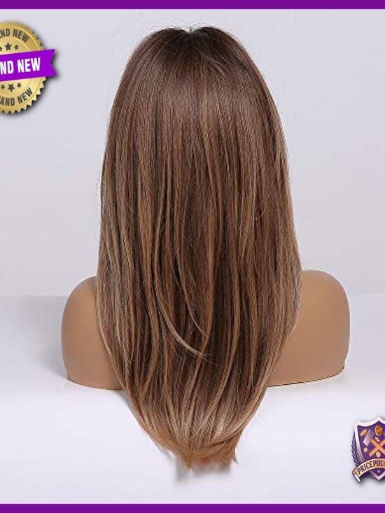 20 Inch Human Hair Wig with Bangs Heat Resistant Lightweight for Daily Party main image 5